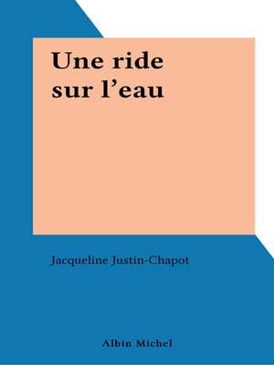 cover image of Une ride sur l'eau